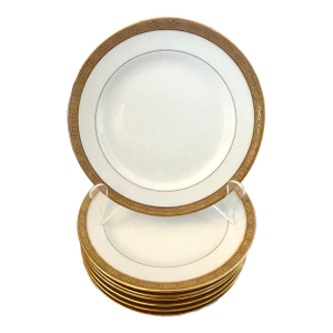 Vintage C. Ahrenfeldt Limoges 24kt Gold Rim Salad Plates-Set of 7