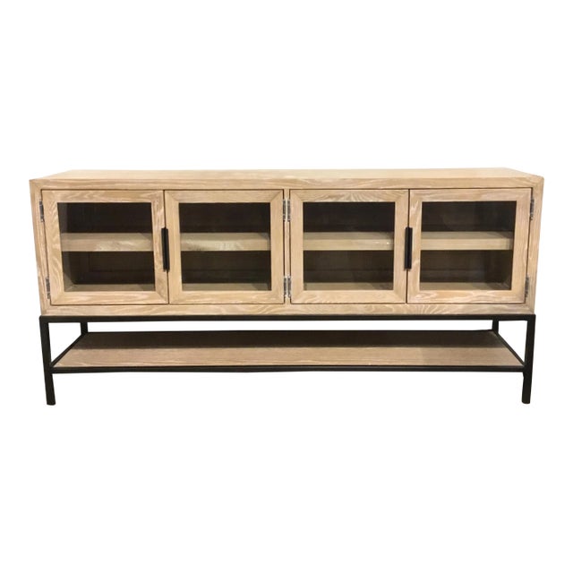 Modern Blonde Wood Cerused Console Table For Sale