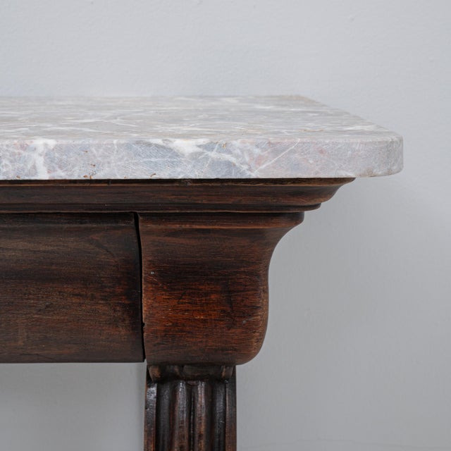 Brown 19th Century French Restauration Console Table With Marble Top For Sale - Image 8 of 18