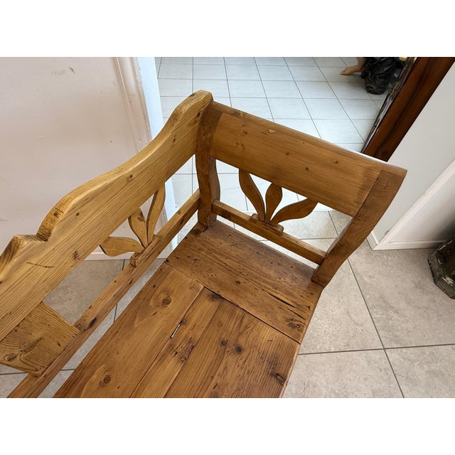 Brown Provincial Biedermeier Chest Bench Country House Bench Antique D2417 For Sale - Image 8 of 18