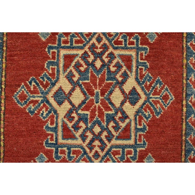 Kazak Runner 2’8” X 12’4” Red Wool Tribal Hand-Knotted Oriental Rug For Sale - Image 9 of 13