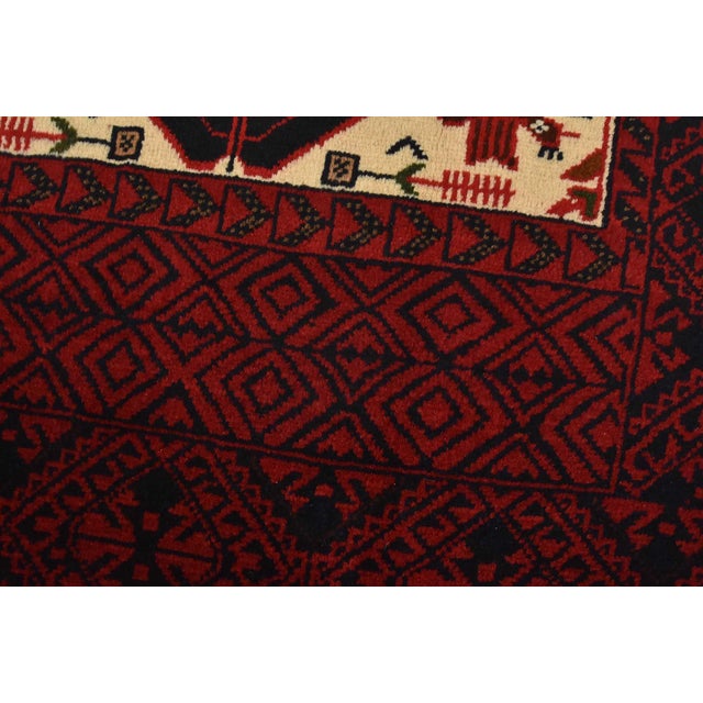 Baloch Rug 3’3” X 5’10” Blue Wool Vintage Tribal Hand-Knotted Oriental Carpet For Sale - Image 4 of 12