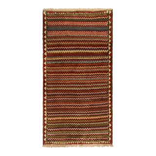 1950s Vintage Gabbeh Persian Tribal Rug in Chevron Patterns For Sale