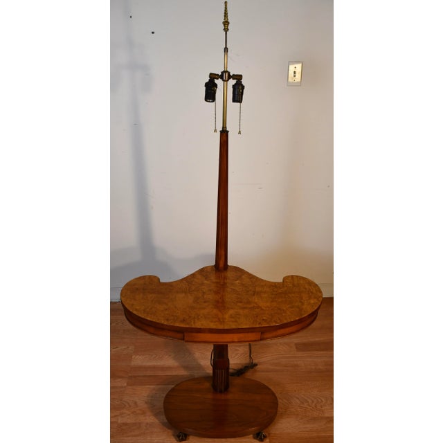 1930 Art Deco Birdseye Maple Lamp and Side Table Combination / Floor Lamp For Sale - Image 13 of 13