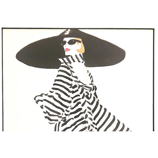 Contemporary 1991 French Christian Dior Summer Fashion Print at Longchamps by Rene Gruau, Matted For Sale - Image 3 of 4
