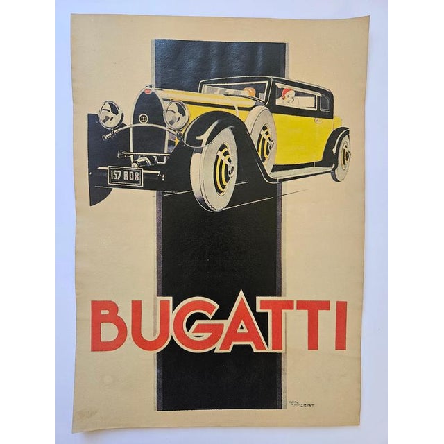 Art Deco Bugatti Automobile Advertising Poster, 1930s For Sale - Image 3 of 8