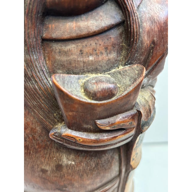 Late 19th Century Chinese Hand - Carved Bamboo Buddha Statue For Sale - Image 9 of 10