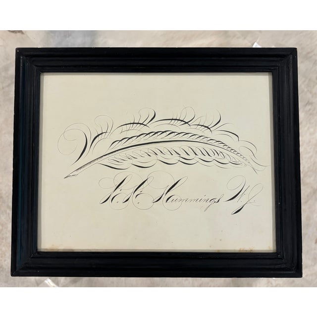 Framed 19th Century American ornamental penmanship specimen associated with the golden age of ornamental penmanship....