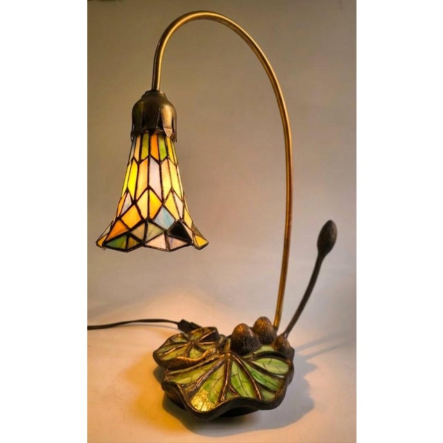 1970s Art Nouveau “Lotus Flower” Table Lamp For Sale - Image 13 of 14