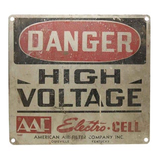 Vintage Worn Metal Danger Sign For Sale
