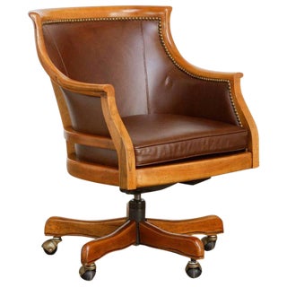 Maple Executive Office Desk Chair by Leathercraft For Sale