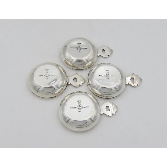 Vintage Georg Jensen Sterling Silver Acorn Salt Cellars With Blue Enamel Set- 4 Pieces For Sale - Image 9 of 9