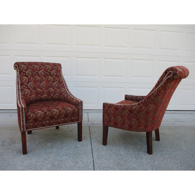 Late 20th Century Maroon Hekman Howard Miller Tufted Side Chairs For Sale - Image 5 of 12