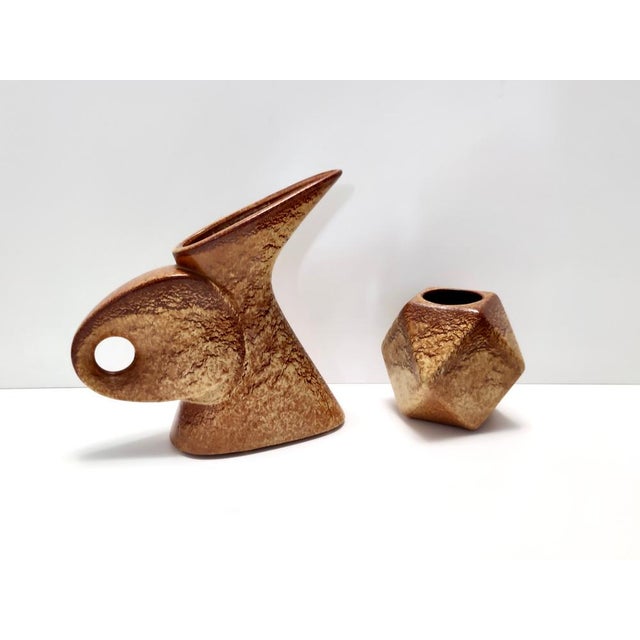 Postmodern Brown Glazed Ceramic Tulip Vase attributed to Giovanni Bertoncello for Schiavon, 1970s For Sale - Image 4 of 11