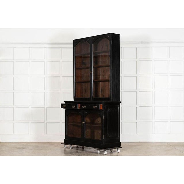 Antique English Ebonised Mahogany Glazed Bookcase, 1880 For Sale - Image 6 of 17