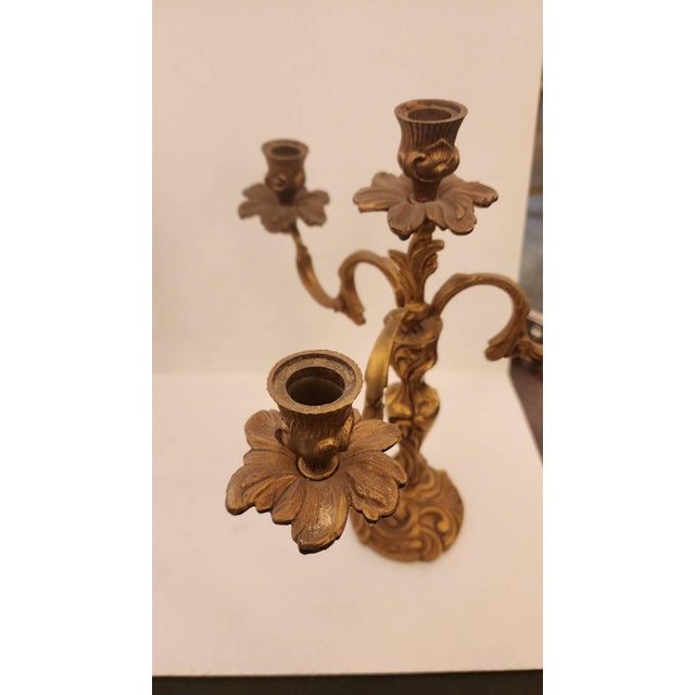 Pair of Antique French Louis XV Bronze Candelabras For Sale In Dallas - Image 6 of 6