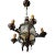 6 Light Bronze Patina Chandelier With Original Clear and Green Glass Beads, Circa 1920 For Sale