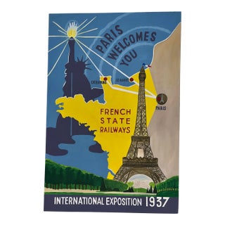 Acrylic on Canvas Copy of the French State Railway 1937 International Exposition Poster For Sale