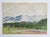 Small mid 20th century watercolor on paper landscape with mountians and orchards. Unsigned. Unframed, age toning, tape...