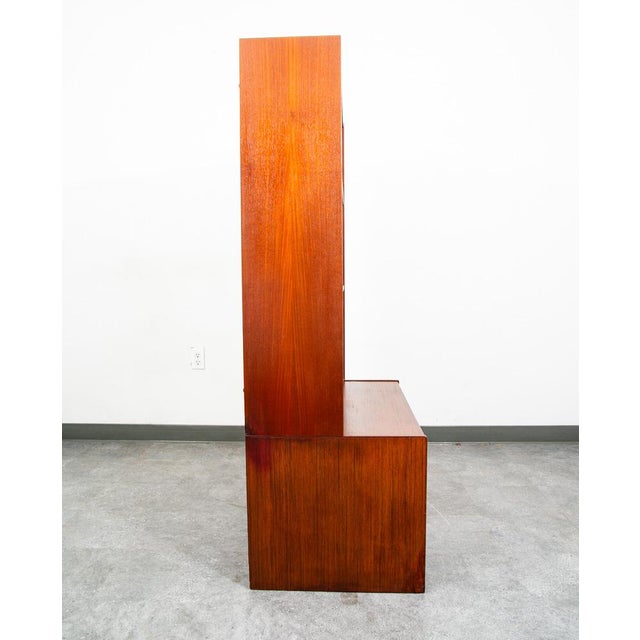 Mid-Century Modern Mid Century Danish Modern Credenza Bookshelf Cabinet Teak Shelves Sliding Doors For Sale - Image 3 of 12