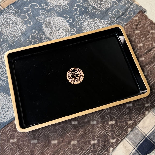 Japanese Lacquer Tray with Fuji-Mon, 1970s For Sale - Image 4 of 13