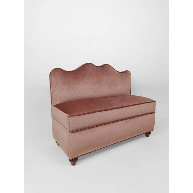 Mid-Century Upholstered Bench with Wavy Backrest in the style of Paolo Buffa, 1950s For Sale - Image 15 of 15