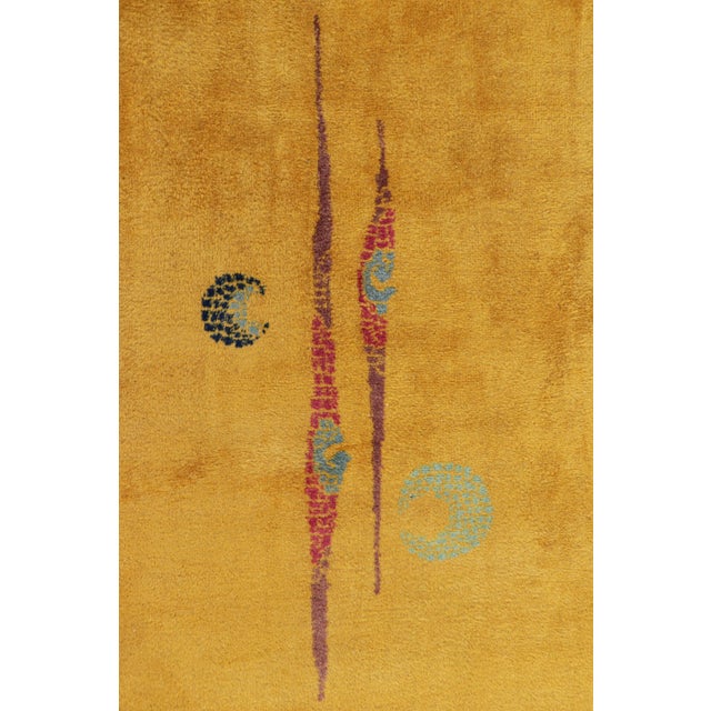 Traditional Vintage Zeki Müren Rug, Bold and Playful Geometric Pattern on Gold - Rug & Kilim For Sale - Image 3 of 7