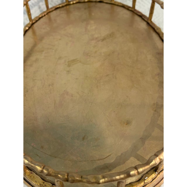 Vintage Brass Faux Bamboo Chinoiserie 12” Oval Gallery Tray For Sale In New Orleans - Image 6 of 8