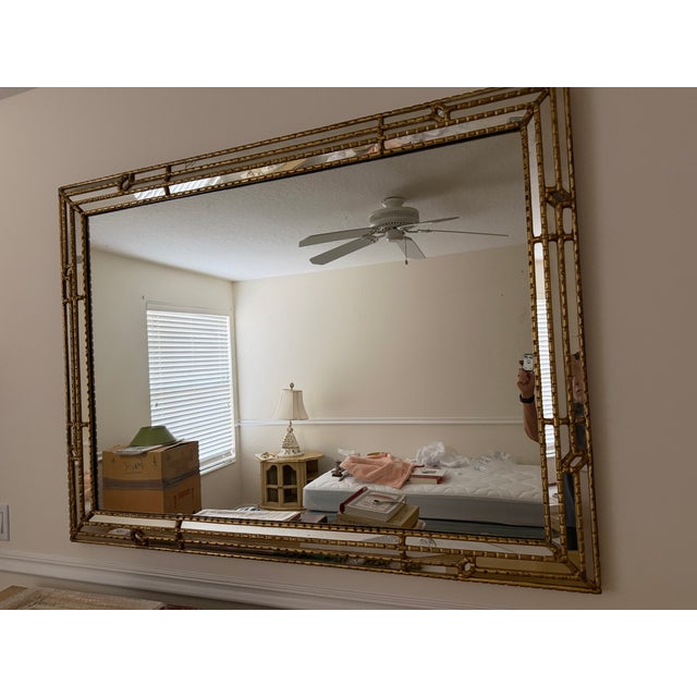 Metal 1960s Mid Century Modern Gold Tone Wall Mirro For Sale - Image 7 of 9