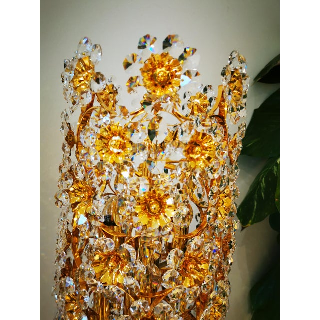 Vintage Gilt Brass and Crystal Floor Lamps from Palwa, 1960, Set of 2 For Sale - Image 9 of 18