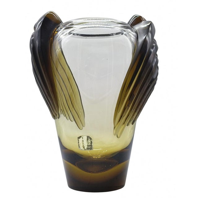 Mid-Century Modern Vintage Marrakech Amber Crystal Vase by Marie-Claude Lalique for Lalique, 1970s For Sale - Image 3 of 8