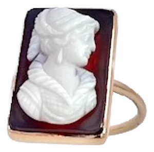 Late 19th Century Hardstone Cameo Ring 14k Yellow Gold, Size 6.5