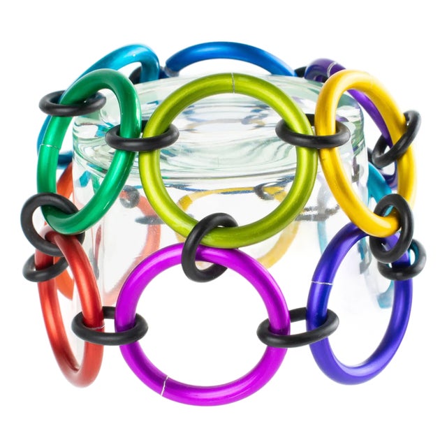 David Spada Modernist Rainbow Multicolor Aluminum Bangle Bracelet For Sale