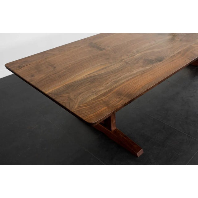 Contemporary Handcrafted Columbia Trestle Table in Oregon Black Walnut, 108" x 42" x 30" For Sale - Image 3 of 7