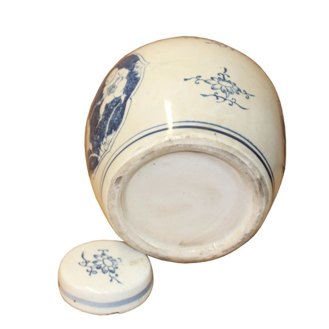 2010s Chinese Blue White Ceramic Double Kids Graphic Ginger Jar For Sale - Image 5 of 6