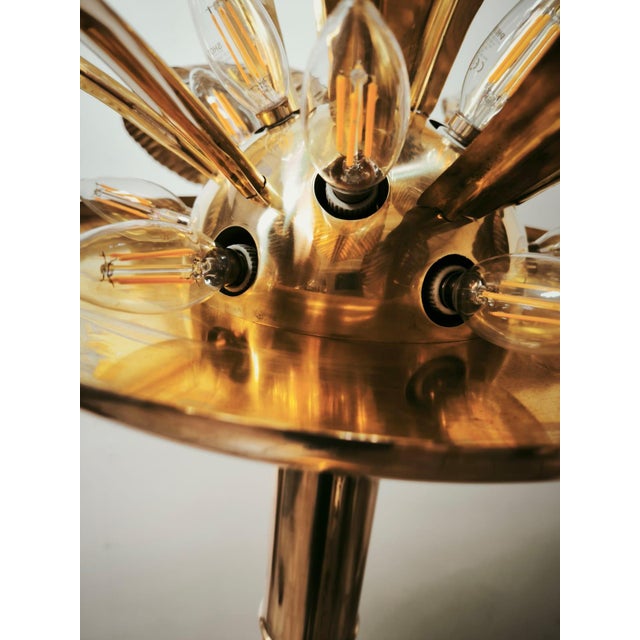 Rustic Vintage 12-Light Palm Floor Lamp in Brass, 1970s For Sale - Image 3 of 18