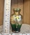 Late 19th Century Antique Hand-Painted Bohemian Green Gold Moser Small Glass Vase Floral Motif For Sale - Image 5 of 8