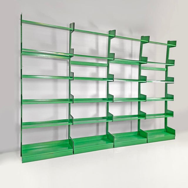 Italian Modern Green Metal Bookcase, 1970s, Set of 4 For Sale - Image 3 of 18