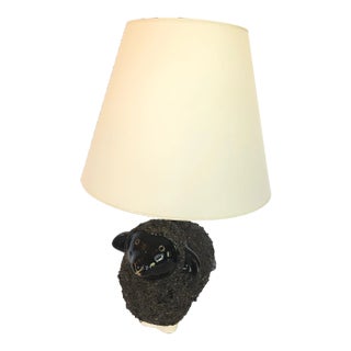 Handmade Black Ceramic Sheep Lamp For Sale