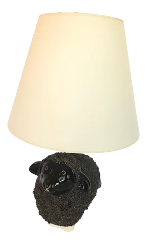 Handmade Black Ceramic Sheep Lamp