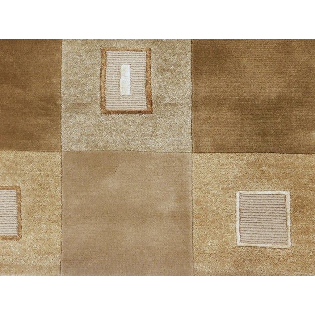 Tan Modern Geometric Checkerboard-Patterned Hand-Knotted Rug. 8'x 10'7" For Sale - Image 8 of 13