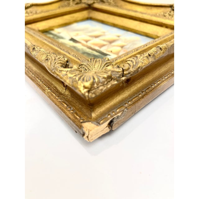 Vintage Clipper Ship Painting: Ornate Heavy Gold Frame For Sale - Image 4 of 11