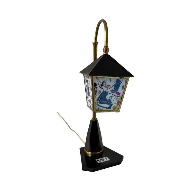 Vintage Art Deco Table Lamp with Stained Glass Shade and Decorative Base, Ukraine, 1960s For Sale - Image 4 of 9