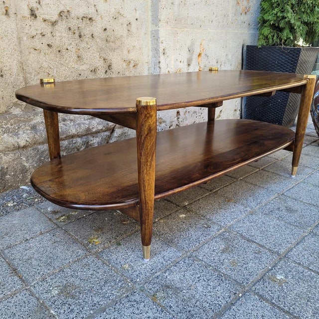 Brown Mid-Century Elanza Coffee Table in Mango Wood from Chehoma, Belgium, 2010s For Sale - Image 8 of 18