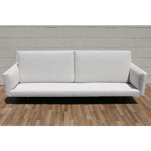 1950s Edward Wormley for Dunbar Bracket Back Sofa | Mid Century Modern Walnut Sofa For Sale - Image 10 of 18