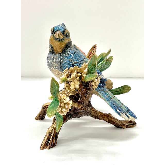 Jay Strongwater Swarovski Encrusted Anderson Courbett Blue Jay and Butterfly - Flora and Fauna Collection For Sale - Image 13 of 18
