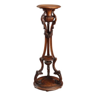 Walnut Plant Stand, Italy, Late 19th Century For Sale