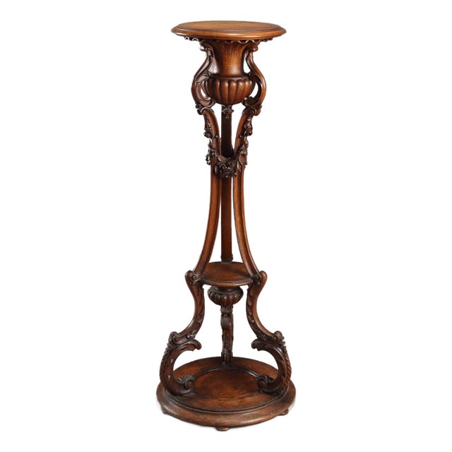 Walnut Plant Stand, Italy, Late 19th Century For Sale