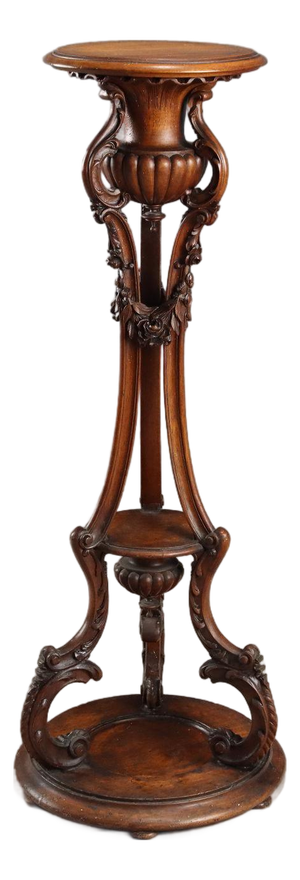 Walnut Plant Stand, Italy, Late 19th Century