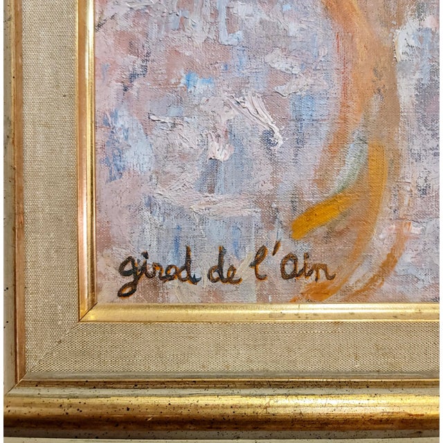 Blue Helene Girod De l'Ain - Little Blond Girl Brushing Her Teeth -Oil Painting C.1950s For Sale - Image 8 of 10